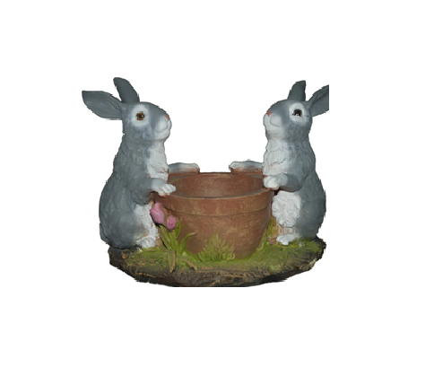 Кашпо декоративное &quot;Два зайца у горшка с цветочком&quot;